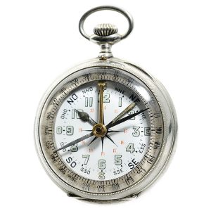 Swiss maritime open faced pocket watch with compass Circa 1920