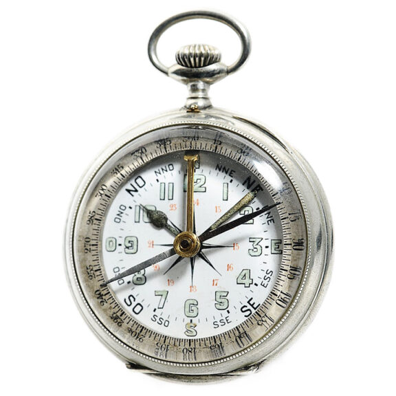 Swiss maritime open faced pocket watch with compass Circa 1920