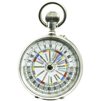 Swiss silver double-sided 24-hour World Time watch Circa 1890