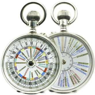 Swiss silver double-sided 24-hour World Time watch Circa 1890