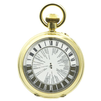 Gold English double sided world time watch Circa 1900