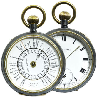 Swiss attractive double-sided world time pocket watch Circa 1900