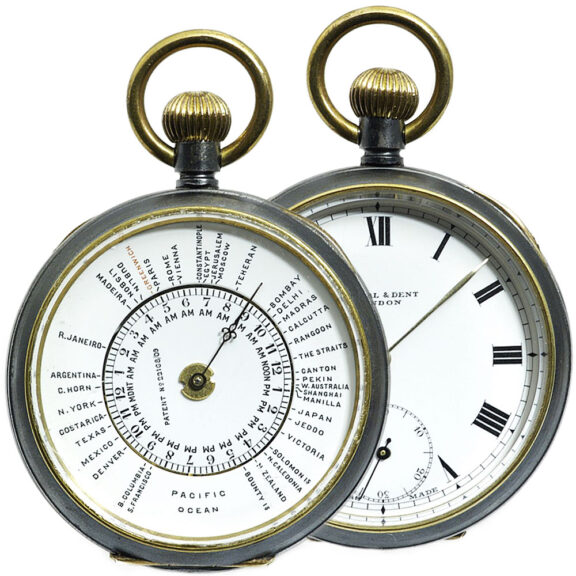 Swiss attractive double-sided world time pocket watch Circa 1900