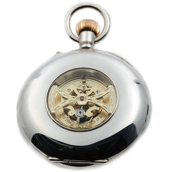 Swiss silver lever tourbillon watch with center seconds Circa 1905 Swiss silver lever tourbillon watch with center seconds Circa 1905