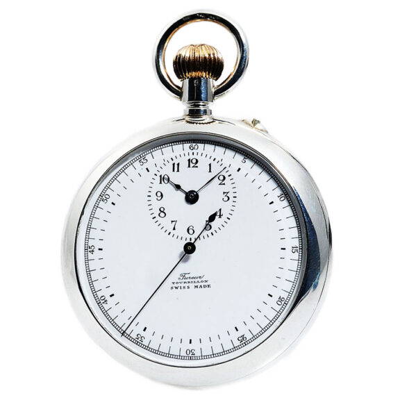 Swiss silver lever tourbillon watch with center seconds Circa 1905