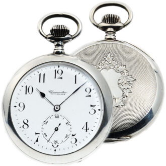 Swiss silver open faced one minute tourbillon watch Circ