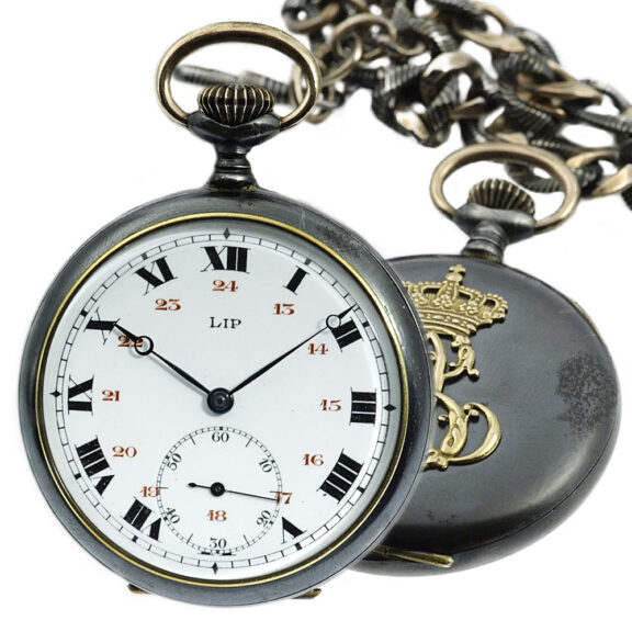 Rare French dress pocket watch with watch chain Circa 1918