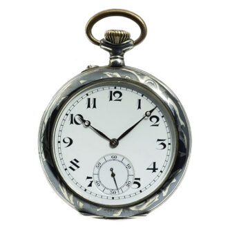 Swiss decorative Niello silver graduate's pocket watch Circa 1923