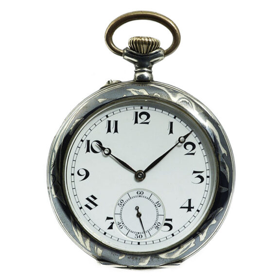 Swiss decorative Niello silver graduate's pocket watch Circa 1923 Swiss decorative Niello silver graduate's pocket watch Circa 1923