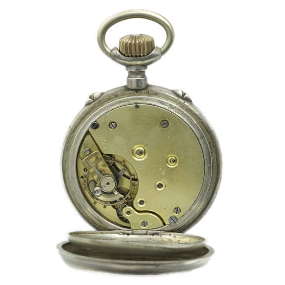 Swiss nickel dual time zone lever pocket watch Circa 1860 Swiss nickel dual time zone lever pocket watch Circa 1860