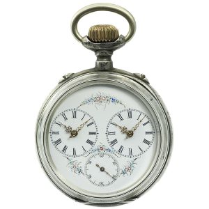 Swiss nickel dual time zone lever pocket watch Circa 1860