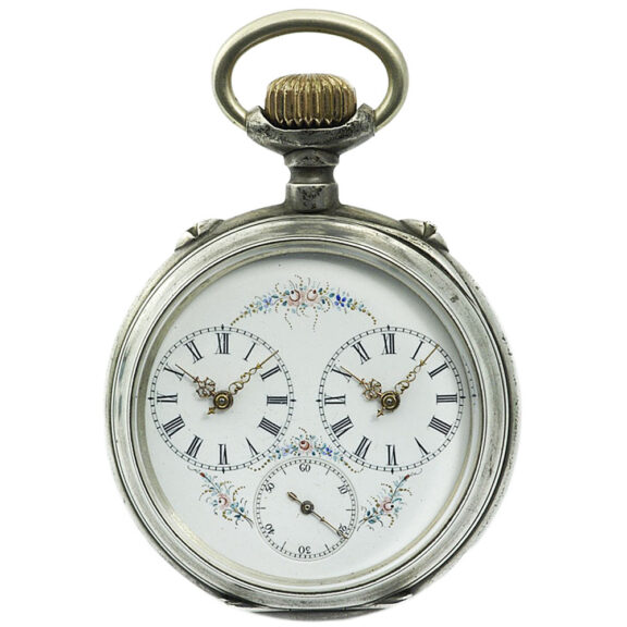 Swiss nickel dual time zone lever pocket watch Circa 1860