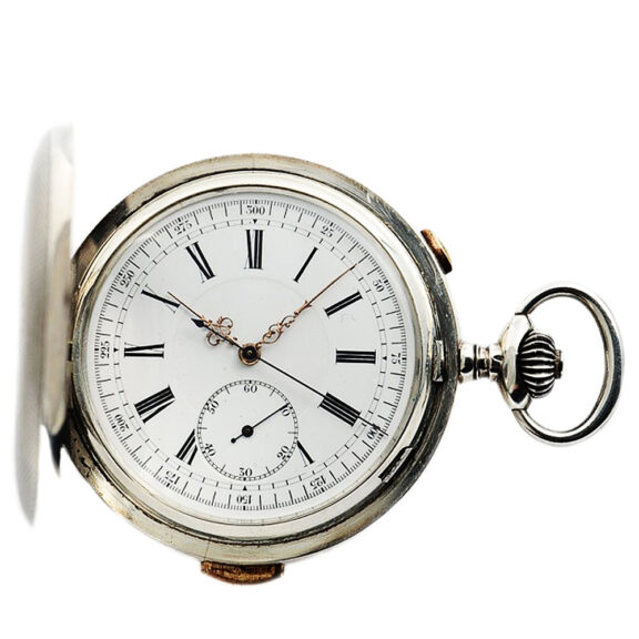 Swiss patented repeating watch with chronograph Circa 1895 Swiss patented repeating watch with chronograph Circa 1895
