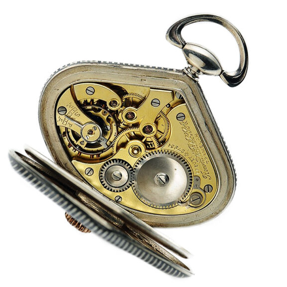 Swiss niëllo silver fan shaped Art Nouveau lever watch Circa 1910 Swiss niëllo silver fan shaped Art Nouveau lever watch Circa 1910