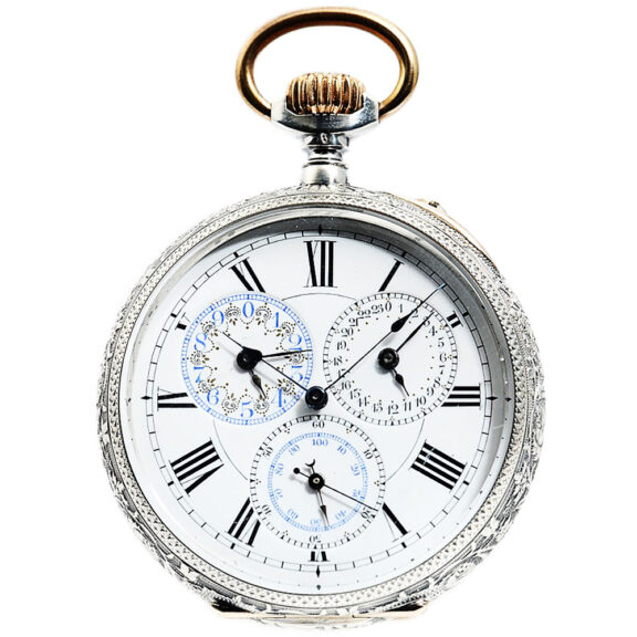 Remarkable Swiss silver decimal lever pocket watch Circa 1894 Remarkable Swiss silver decimal lever pocket watch Circa 1894