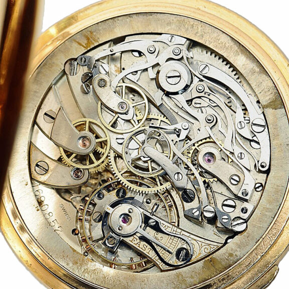 Swiss gold open faced split-second chronograph Circa 1904 Swiss gold open faced split-second chronograph Circa 1904