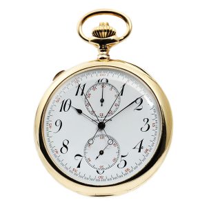 Swiss gold open faced split-second chronograph Circa 1904