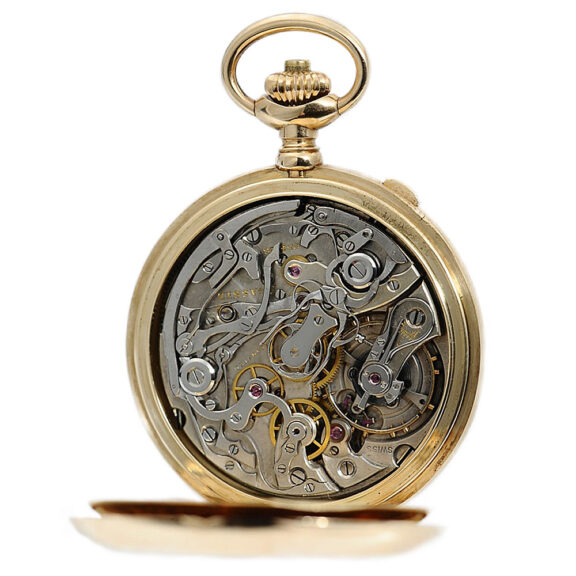 Swiss gold open faced split-second chronograph Circa 1920 Swiss gold open faced split-second chronograph Circa 1920