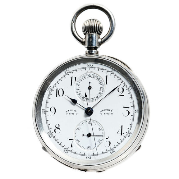 Swiss watch with chronograph and 30 min. counter Circa 1892 Swiss watch with chronograph and 30 min. counter Circa 1892