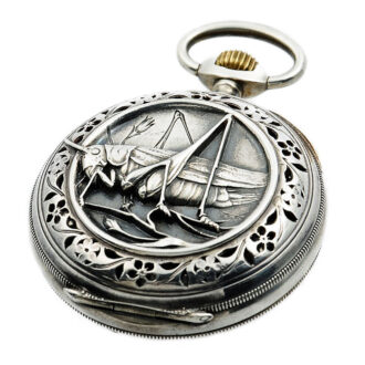 Swiss silver open faced lever pocket watch with cricket alarm Circa 1900