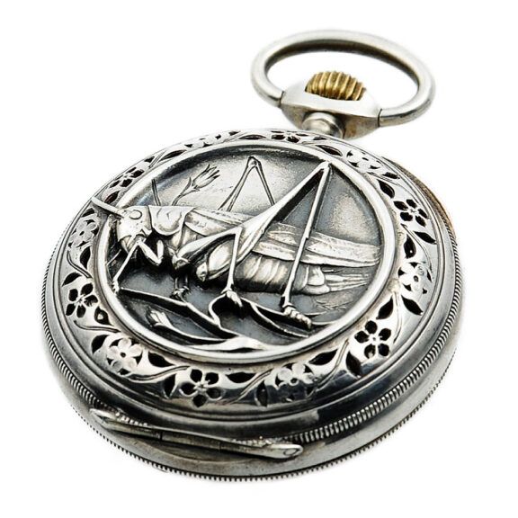 Swiss silver open faced lever pocket watch with cricket alarm Circa 1900 Swiss silver open faced lever pocket watch with cricket alarm Circa 1900