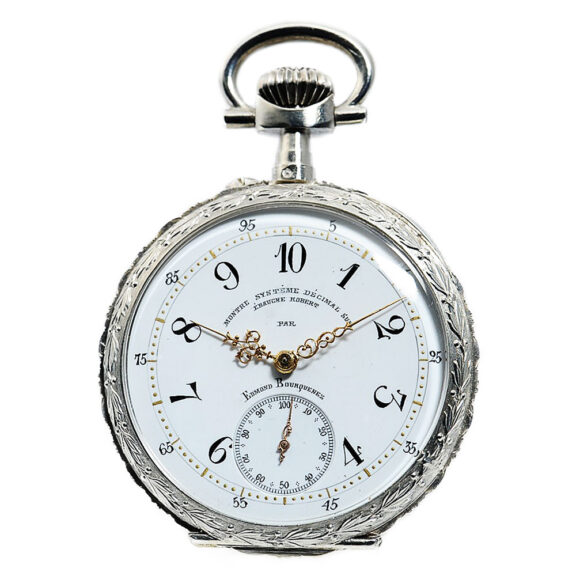 Rare French silver pocket watch with decimal time Circa 1890