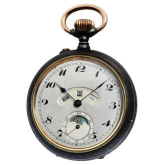 Swiss pocket watch with digital calendar and moon phase Circa 1900