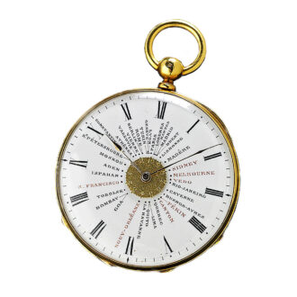 Exquisite small French gold world time pocket watch Circa 1850