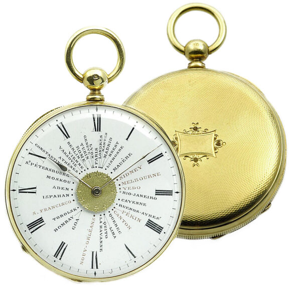 Exquisite small French gold world time pocket watch Circa 1850 Exquisite small French gold world time pocket watch Circa 1850