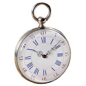 Unusual French watch with a solid steel bridge movement Circa 1830