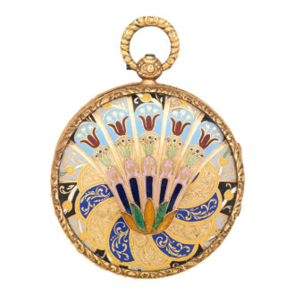Swiss gold enamel watch with decentralized dial Circa 1787-1810