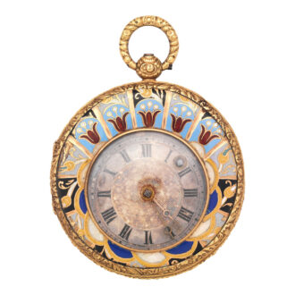 Swiss gold enamel watch with decentralized dial Circa 1787-1810
