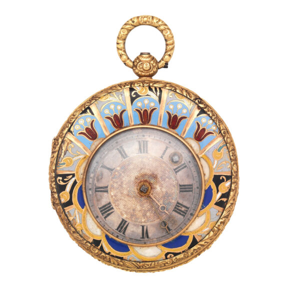 Swiss gold enamel watch with decentralized dial Circa 1787-1810 Swiss gold enamel watch with decentralized dial Circa 1787-1810