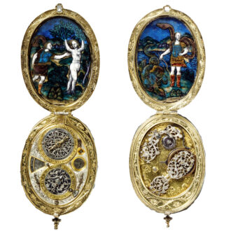 English polychrome enamel-painted watch Circa 1620-1625