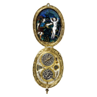 English polychrome enamel-painted watch Circa 1620-1625