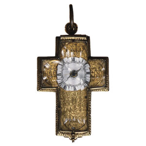 French silver enamel and rock crystal crucifix-form watch Circa 1650