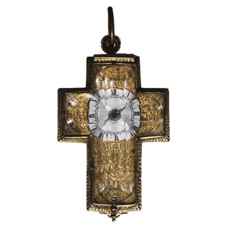 French silver enamel and rock crystal crucifix-form watch Circa 1650