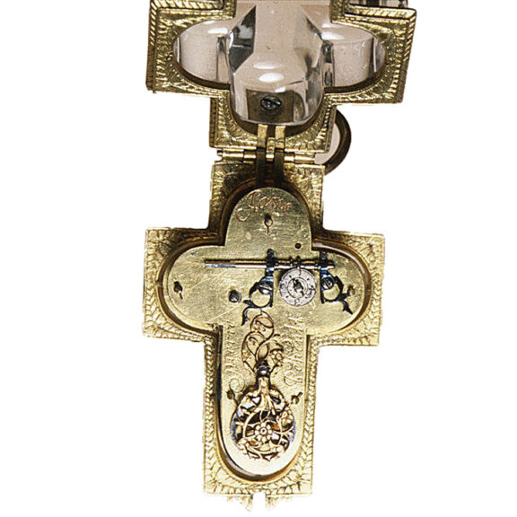 French silver enamel and rock crystal crucifix-form watch Circa 1650 French silver enamel and rock crystal crucifix-form watch Circa 1650