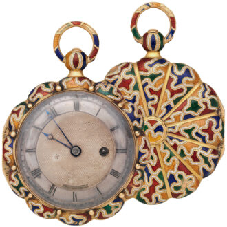 Swiss gold and enamel open faced cylinder watch Circa 1825 Swiss gold and enamel open faced cylinder watch Circa 1825