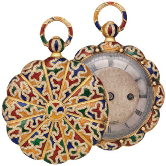 Swiss gold and enamel open faced cylinder watch Circa 1825