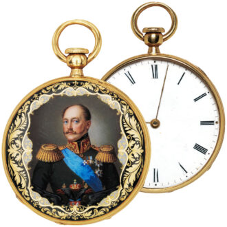 Swiss watch with painted polychrome enamel portrait Circa 1850-55