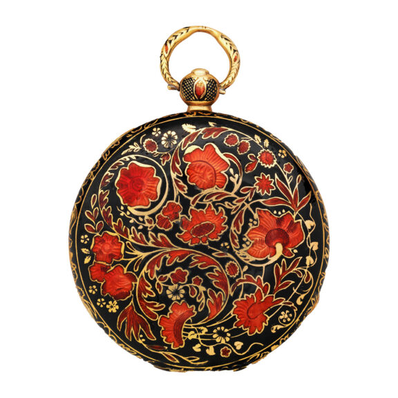Swiss gold and enamel florally decorated watch Circa 1810-35 Swiss gold and enamel florally decorated watch Circa 1810-35