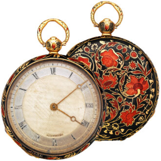 Swiss gold and enamel florally decorated watch Circa 1810-35