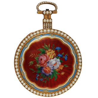 Fine English gold, enamel and pearl set watch Circa 1819-20