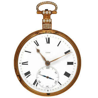 Fine English gold, enamel and pearl set watch Circa 1819-20