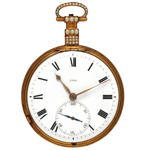 Fine English gold, enamel and pearl set watch Circa 1819-20 Fine English gold, enamel and pearl set watch Circa 1819-20
