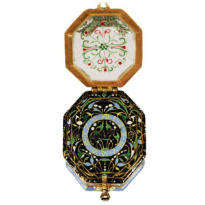 French octagonal enamel and rock crystal watch Circa 1650