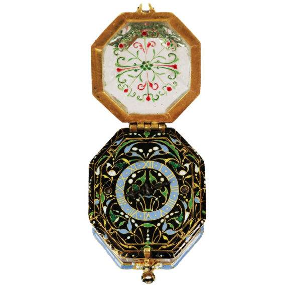 French octagonal enamel and rock crystal watch Circa 1650 French octagonal enamel and rock crystal watch Circa 1650