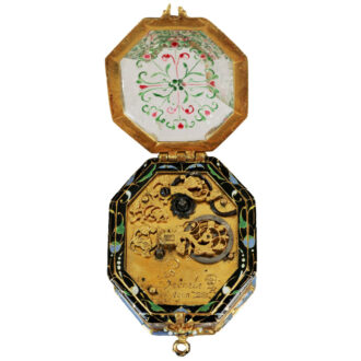 French octagonal enamel and rock crystal watch Circa 1650 French octagonal enamel and rock crystal watch Circa 1650