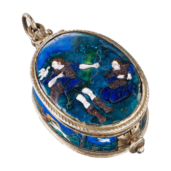 French polychrome enamel-painted watch Circa 1600-1650 French polychrome enamel-painted watch Circa 1600-1650